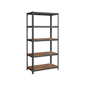 Estante 60 x 120 x 200 cm, 750 kg, estilo industrial, preto/castanho