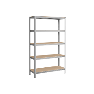 Estante 5 níveis, estrutura em aço, montagem sem ferramentas, carga ~875 kg, 60 x 120 x 200 cm, cor prateada