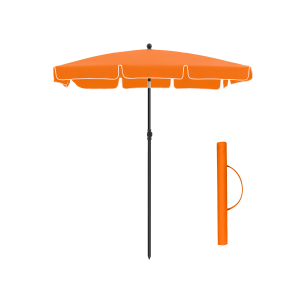 Guarda-sol retangular para varanda SONGMICS 2 x 1,25 m, proteção FPS 50+, proteção solar inclinável, cobertura revestida de PA, bolsa de transporte, terraço para jardim, base não incluída, laranja GPU25OG