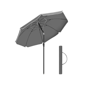 SONGMICS Guarda-sol de 1,6 m, Guarda-sol de Praia, FPS 50+, Proteção Solar, Dossel Octogonal Portátil de Poliéster, Varetas de Fibra de Vidro, Mecanismo de Inclinação, Bolsa de Transporte, para Jardim de Praia, Varanda e Piscina, Cinza GPU060G01