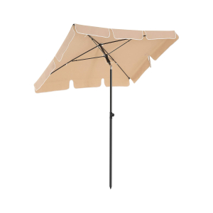 Guarda-sol retangular para varanda SONGMICS 1,8 x 1,25 m, proteção FPS 50+, proteção solar inclinável, cobertura revestida de PA, bolsa de transporte, terraço para jardim, base não incluída, cinza-claro GPU180K01