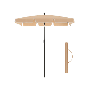 Guarda-sol retangular para varanda SONGMICS 2 x 1,25 m, proteção FPS 50+, proteção solar inclinável, cobertura revestida de PA, bolsa de transporte, terraço para jardim, base não incluída, cinza-claro GPU25BR
