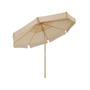 Guarda-sol de jardim SONGMICS de 300 cm, octogonal, com proteção solar, haste e nervuras de madeira, mecanismo de inclinação, base não incluída, para varanda, terraço, jardim ao ar livre, cinza-claro GPU32BR