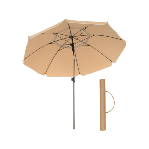 SONGMICS Guarda-sol de 1,6 m, Guarda-sol de praia, FPS 50+, Proteção solar, Dossel octogonal portátil de poliéster, Varetas de fibra de vidro, Mecanismo de inclinação, Bolsa de transporte, para jardim de praia, varanda e piscina, Taupe GPU60BR