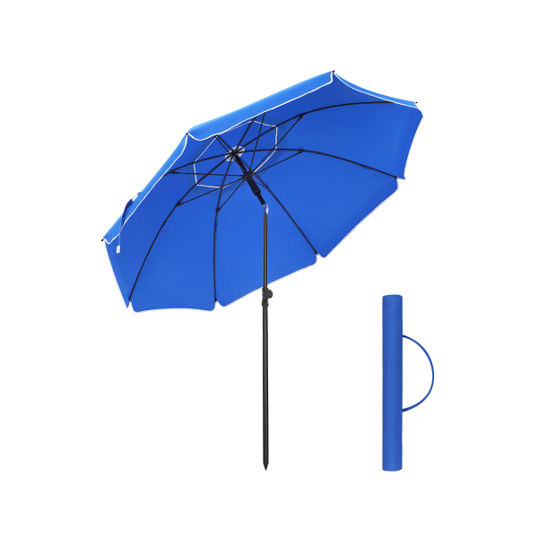 SONGMICS Guarda-sol de 1,6 m, Guarda-sol de Praia, FPS 50+, Proteção Solar, Dossel Octogonal Portátil de Poliéster, Varetas de Fibra de Vidro, Mecanismo de Inclinação, Bolsa de Transporte, para Jardim de Praia, Varanda e Piscina, Azul GPU60BU