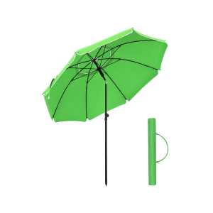 SONGMICS Guarda-sol de 1,6 m, Guarda-sol de Praia, FPS 50+, Proteção Solar, Dossel Octogonal Portátil de Poliéster, Varetas de Fibra de Vidro, Mecanismo de Inclinação, Bolsa de Transporte, para Jardim de Praia, Varanda e Piscina, Verde GPU60GN