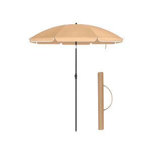SONGMICS Guarda-sol de 2 m, Guarda-sol de Praia, FPS 50+, Proteção Solar, Dossel Octogonal Portátil de Poliéster, Varetas de Fibra de Vidro, Mecanismo de Inclinação, Bolsa de Transporte, para Jardim de Praia, Varanda e Piscina, Cinza-claro GPU65BRV1