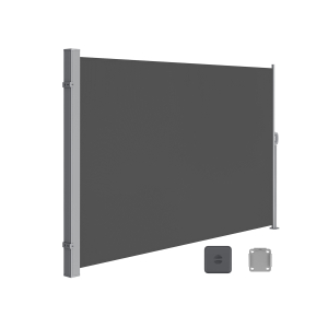 SONGMICS 160 x 300 cm (A x C), toldo lateral para varanda e terraço, proteção de privacidade, proteção solar, persiana lateral, cinza esfumaçado GSA160TG