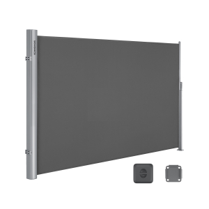 SONGMICS 160 x 400 cm (A x C), Toldo lateral para varanda e terraço, proteção de privacidade, proteção solar, persiana lateral, cinza esfumaçado GSA164G01