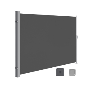 SONGMICS 180 x 300 cm (A x C), Toldo lateral para varanda e terraço, proteção de privacidade, proteção solar, persiana lateral, cinza esfumaçado GSA180TG