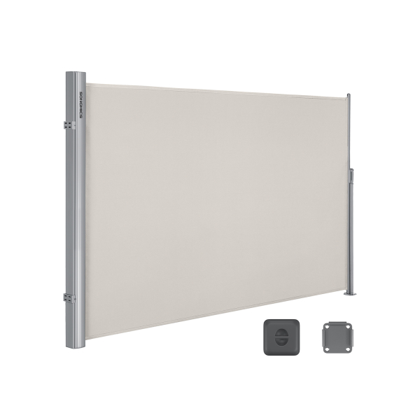 SONGMICS 180 x 350 cm (A x C), Toldo lateral para varanda e terraço, proteção de privacidade, proteção solar, persiana lateral, bege GSA185E