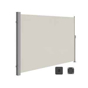 SONGMICS 180 x 350 cm (A x C), Toldo lateral para varanda e terraço, proteção de privacidade, proteção solar, persiana lateral, cinza-claro GSA185T02