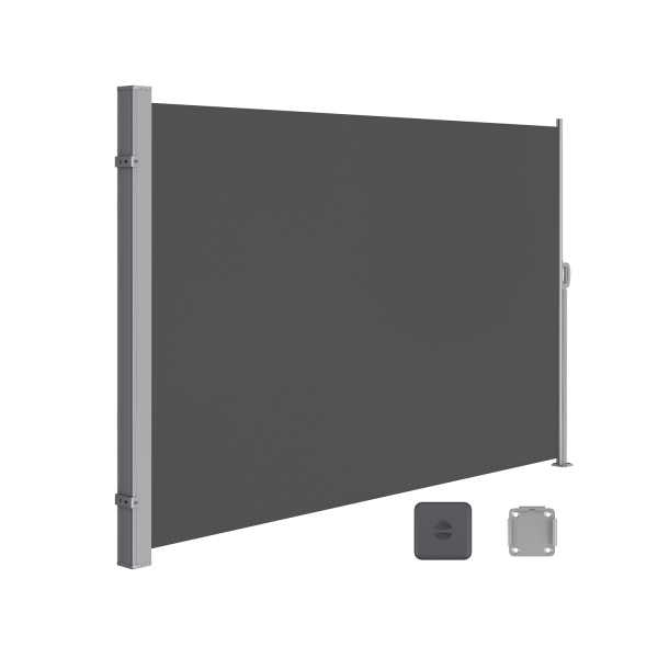 SONGMICS 200 x 300 cm (A x C), toldo lateral para varanda e terraço, proteção de privacidade, proteção solar, persiana lateral, cinza esfumaçado GSA200G02