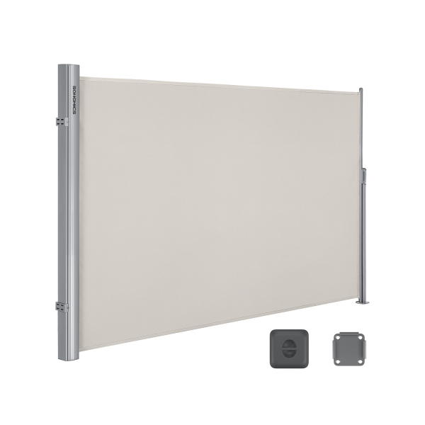 SONGMICS 2 x 3,5 m (A x C), toldo lateral para varanda, pátio, terraço e jardim, com montagem no piso, proteção de privacidade, proteção solar, persiana lateral, bege GSA205E