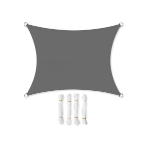 Guarda-sol SONGMICS 3 x 4 m, proteção solar para varandas e terraços, poliéster PES, 93% de bloqueio UV, repelente de água, cinza esfumaçado GSH34GYV1
