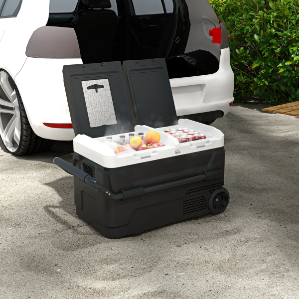 HOMCOM Geleira Portátil 40L com Dupla Zona Refrigeradora para Carro -20℃-20℃ 12 / 24V DC e 100-240V AC com Luz LED 80x47,5x46,6 cm Preto - Image 2
