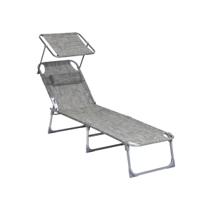SONGMICS Espreguiçadeira, Cama de Sol, Cadeira de Sol Reclinável, com Apoio de Cabeça, Encosto Ajustável, Guarda-Sol, Leve, Dobrável, 53 x 193 x 29,5 cm, Capacidade de Carga 150 kg, para Jardim, Verde GCB19T