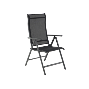 Conjunto de 4 cadeiras dobráveis ​​de jardim SONGMICS, cadeiras para áreas externas com estrutura de alumínio durável, encosto reclinável em 8 ângulos, capacidade máxima de 120 kg, pretas GCB30BK