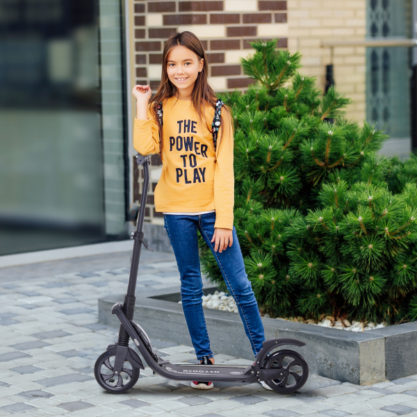 HOMCOM Trotinete Dobrável para Adultos e Crianças acima de 14 anos Guidão com Altura Ajustável Freio Rodas Grandes Carga 100kg 93,5x38x95-105cm Preto - Image 2