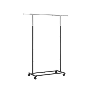 SONGMICS Cabideiro, Cabideiro, Cabideiro com Rodas, Cabide para Roupas, Cabide Superior Suporta até 25 kg, Ajustável, Prata e Preto HSR101B01