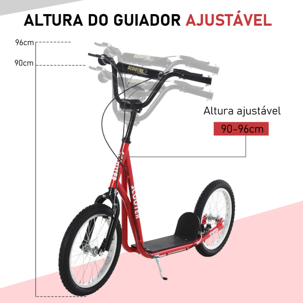 HOMCOM trotinete para crianças acima de 5 anos de altura ajustável com pneus Freio Vermelho - Image 4