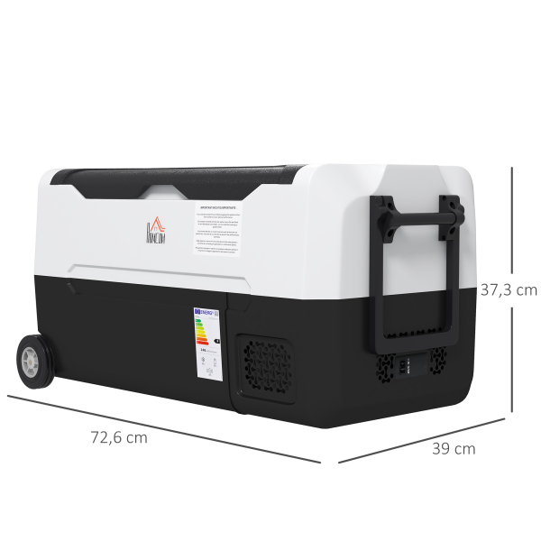 HOMCOM Geleira Elétrica de Compressor Portátil 30,5L para Carro -20℃ a 20℃ com 2 Rodas Alças e Congelador 56,8x33x26,2 cm Preto - Image 3