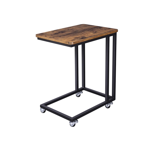 Mesa de apoio de estilo industrial com moldura de aço e rodas | VASAGLE | 50 x 35 x 60 cm | antigo | LNT50X.