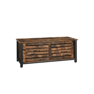 Suporte de TV industrial VASAGLE para TVs de até 48 polegadas, armário de TV com portas de correr e 2 prateleiras, armário baixo na sala de estar, quarto e corredor, aço, 110 x 40 x 45 cm, marrom rústico LTV41BX