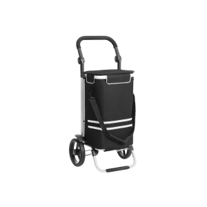 Carrinho de compras SONGMICS, carrinho de compras dobrável, sólido, com bolsa térmica, grande capacidade de 35 L, carrinho de bagagem multifuncional com rodas, mochila removível, preto KST03BK