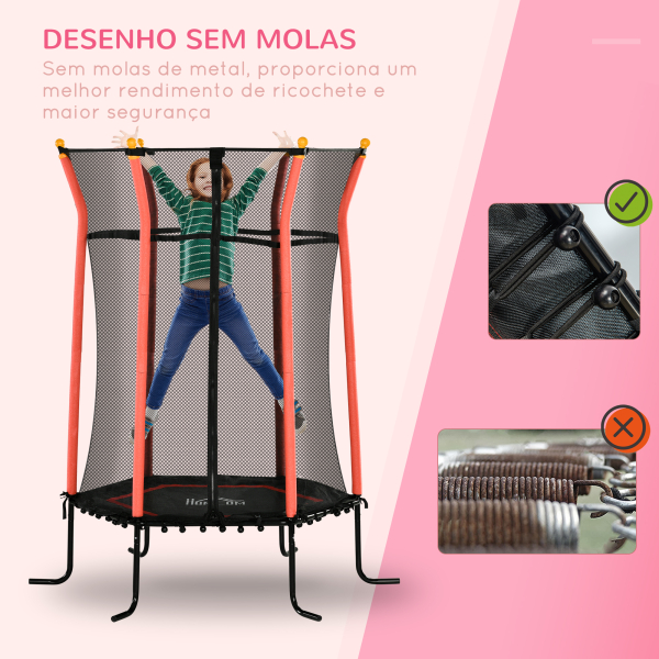 HOMCOM Trampolim para Crianças com Rede de Segurança e Estrutura de Aço para Interiores e Exteriores Carga 50kg Ø163,5x190 cm Vermelho - Image 4