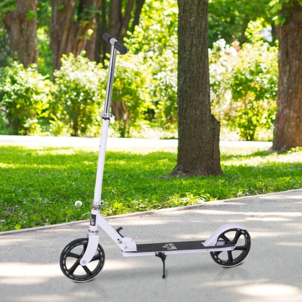HOMCOM Trotinete Dobrável para Crianças de 7 a 14 Anos Trotinete Infantil com Guiador Ajustável em 4 Níveis e Travão 88x37x75-100cm Branco - Image 2