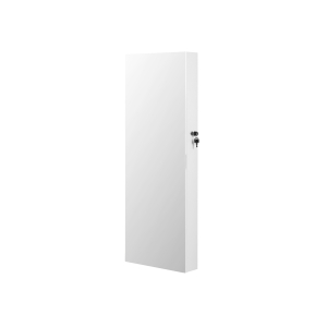 Armário para joias SONGMICS, unidade organizadora de parede com trava, 2 bandejas de plástico para cosméticos, espelho sem moldura de corpo inteiro, para colar e brinco, branco JJC001W01