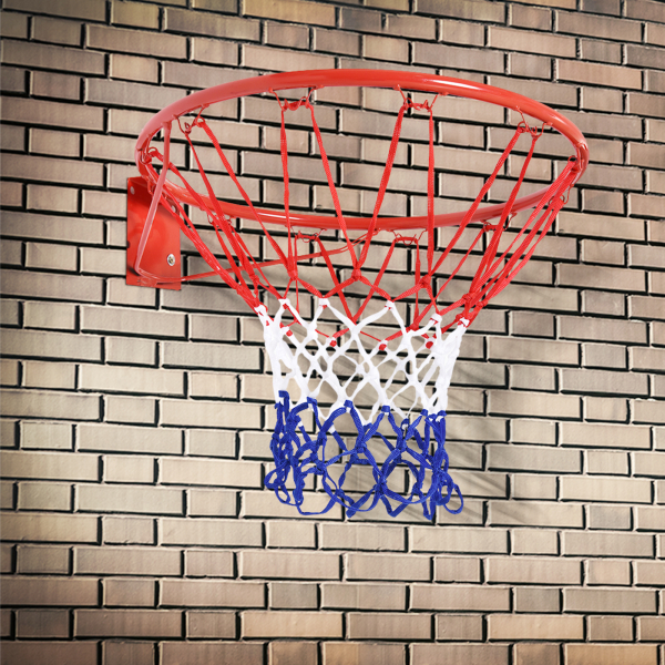 HOMCOM Cesta de Basquetebol de Parede Ø46 cm Aro de Basquetebol com Rede Estrutura Metálica 12 Ganchos para Interior e Exterior Vermelho - Image 2