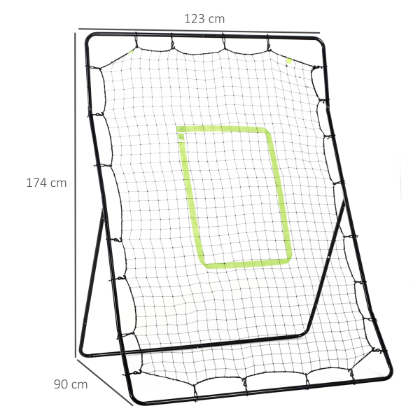 HOMCOM Rede de Beisebol Rede para Prática de Beisebol e Softbol com Estrutura Metálica e Ganchos 123x90x174 cm Preto - Image 3
