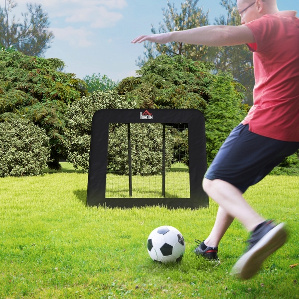 HOMCOM Rede de Rebote Dobrável com 4 Ângulos Ajustáveis para Treinamento de Futebol Beisebol 128x118x108-120cm Preto - Image 2