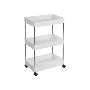 Carrinho de armazenamento SONGMICS de 3 níveis, carrinho de cozinha com rodas, carrinho estreito para cozinha, banheiro, escritório ou espaços pequenos, 42 x 22,5 x 61 cm, branco KSC009W01