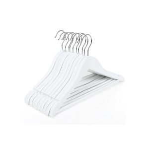 Cabides infantis SONGMICS de madeira maciça, pacote com 20, com ponte e entalhes, gancho giratório 360°, branco, 35 cm CRW06W-20