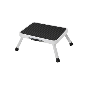 Escada SONGMICS, Banqueta dobrável, Aço, Atende à norma EN 14183, Base de borracha antiderrapante, Para banheiro, Cozinha, Carga até 150 kg, 37,5 x 26,5 x 17,5 cm, Branco GSL01WT