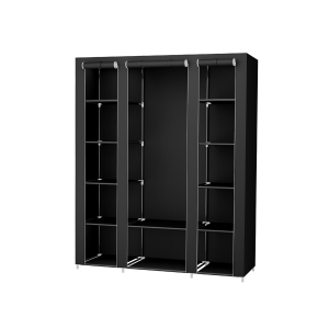 SONGMICS Guarda-roupa portátil, armário dobrável, organizador de roupas com trilho para pendurar, prateleiras, capa de tecido, para quarto, vestiário, 150 x 45 x 175 cm, preto LSF03H