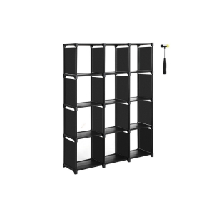 SONGMICS Cube Storage, estante de 12 cubos, organizador de armário faça você mesmo, prateleira de armazenamento na sala de estar, quarto infantil, banheiro, 105 x 30 x 140 cm, inclui martelo de borracha, preto LSN12BK