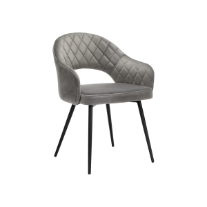 Cadeira de jantar de veludo cinzento com apoio de braço e pernas metálicas. | SONGMICS | 57 x 56 x 77 cm | cinzento | LDC82GY.