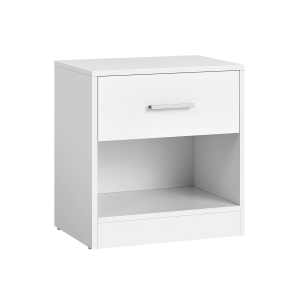 Mesa de cabeceira VASAGLE, mesa lateral com gaveta, puxador, compartimento aberto, mesa lateral, para quarto, sala de estar, branco clássico LET619T14