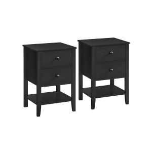 Conjunto de 2 mesas de cabeceira de bambu VASAGLE, mesas de cabeceira, mesas laterais com 2 gavetas de armazenamento e prateleira aberta, estilo minimalista, para quarto, CouchNights