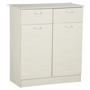 HOMCOM Aparador com 2 Armários 2 Gavetas e Prateleira Interior Ajustável Móvel Auxiliar de Armazenamento 68x34x80cm Madeira Clara