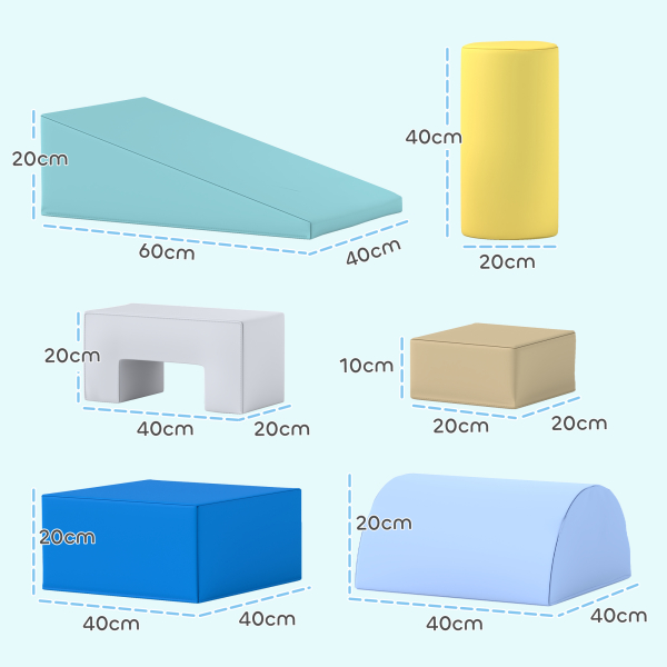 AIYAPLAY Conjunto de 6 Blocos de Espuma para Crianças Blocos de Construção Brinquedo de Aprendizagem para Escalar e Gatear Multicor - Image 3