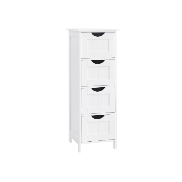 VASAGLE LHC40W, Móvel de banheiro com 4 gavetas, cômoda, 30 x 30 x 82 cm, para sala de estar, cozinha e corredor, economizador de espaço, branco