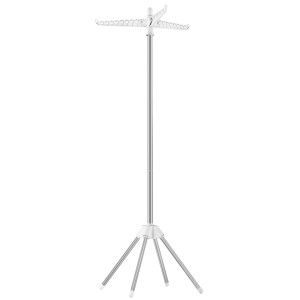 Varal de roupas SONGMICS, varal para secar roupas com 3 braços giratórios para cabides, varal dobrável para áreas internas com 4 pernas, aço inoxidável, para 27 peças de roupa, 151,5 cm de altura, branco e prata LLR510W01