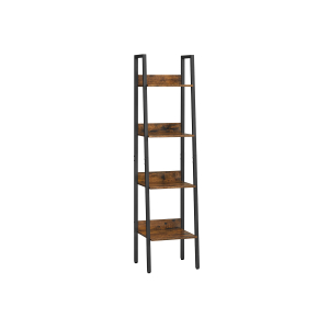 Estante c/ 14 prateleiras (158 x 24 x 166 cm), estrutura metálica, castanho rústico/preto, estilo industrial