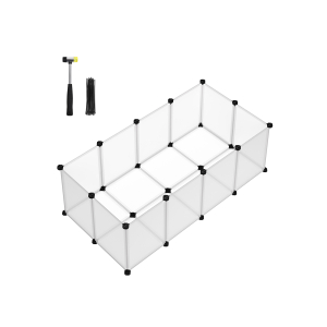 Cercadinho para animais de estimação SONGMICS com piso, cercado para pequenos animais, gaiola de plástico faça você mesmo, cercado interno para hamsters, coelhos, ouriços, porquinhos-da-índia, branco LPC001W01