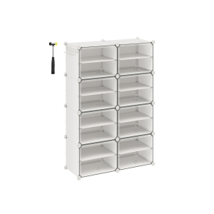 Sapateira SONGMICS, organizador de sapatos com 8 cubos e portas, 32 pares de armários de plástico para guardar sapatos, para quarto, entrada, estrutura de aço, painel de plástico, branco